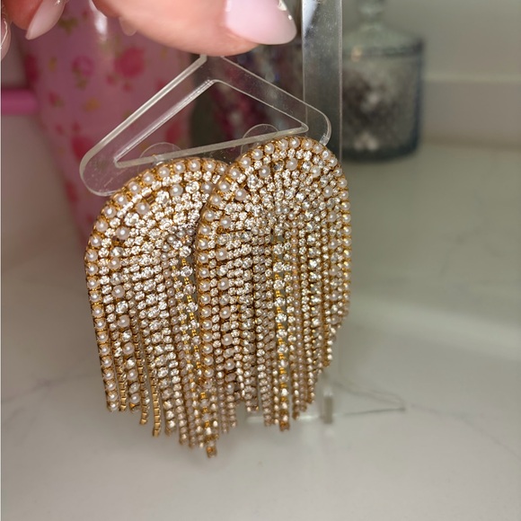 Feed Me Gems/Hair Candy By Han Jumbo Elegant Gold and Silver Dangle Earrings - Picture 2 of 2